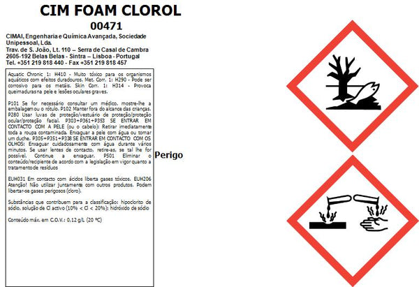 Espuma Superconcentrada Desinfetante de Largo Espetro - 20lt - CIM FOAM CLOROL