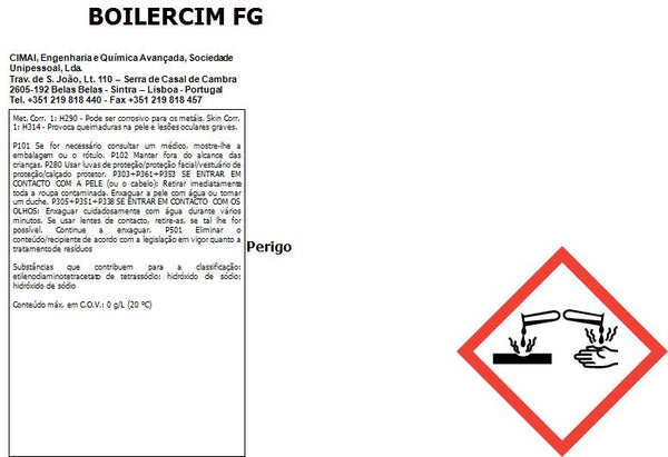 Tratamento de águas de caldeiras e sistemas de vapor na industria alimentar - 20lt - BOILERCIM FG