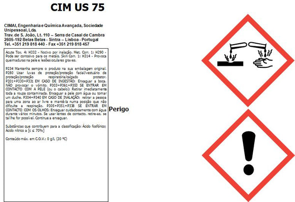 Desincrustante ácido para sistemas de tratamento de águas - 20lt - CIM US 75